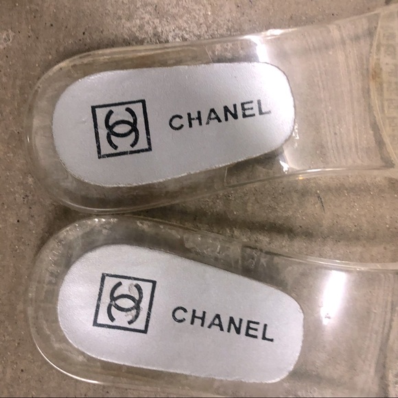 Clear CHANEL Clogs Sandals with Silver CC … - Picture 6 of 6
